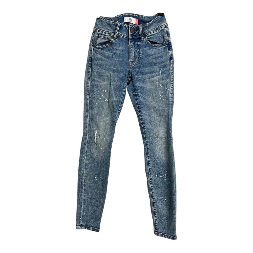 Cabi Jeans size 0 Distressed Grunge Paint Splatter Pants Womens XS Cinch Skinny
